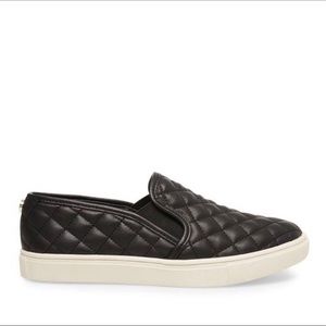 Steve Madden Black Quilted Leather Slip On Shoes